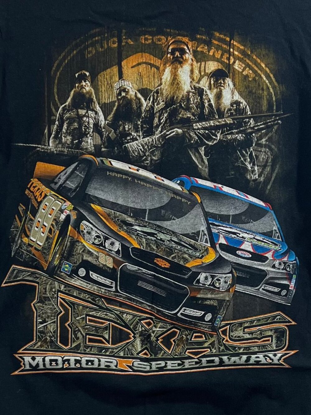 Texas Motor Speedway HAPPY T-Shirt Men L Duck Commander 500 Duck Dynasty NASCAR